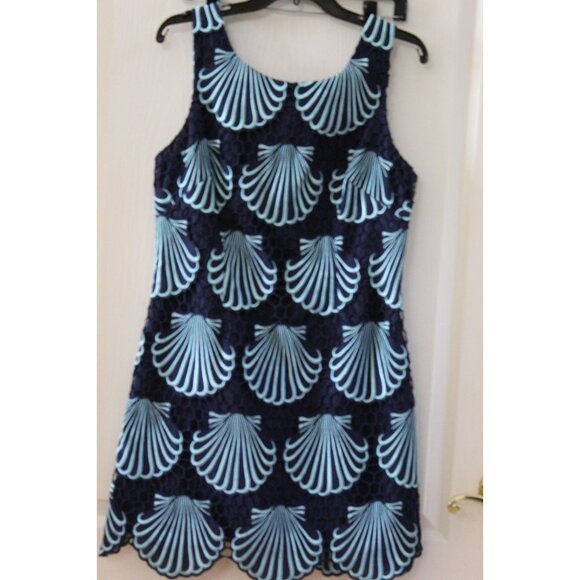 Lilly Pulitzer Delia Scalloped Hem Shells Shift Dress Size 10 - Picture 5 of 10